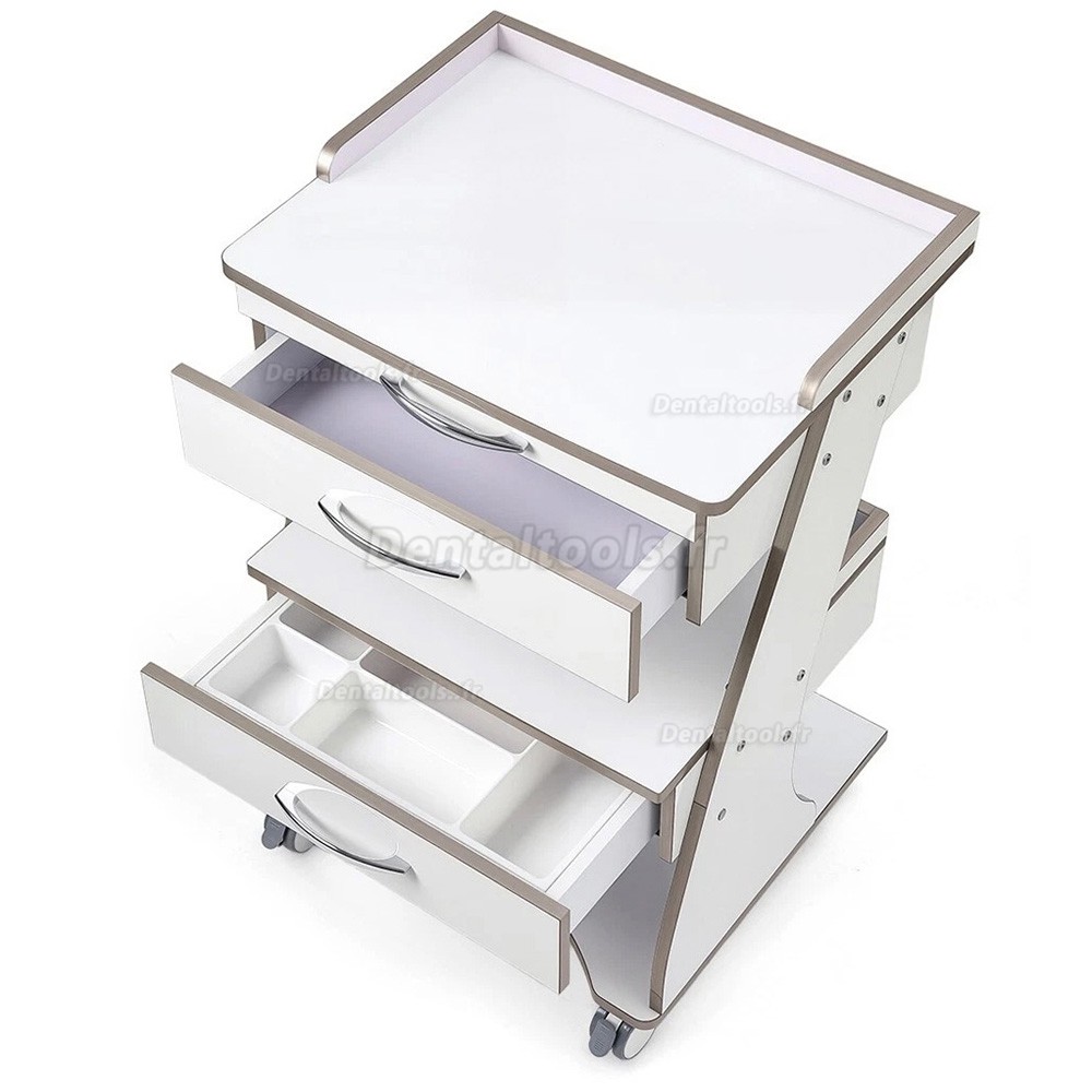 Dentech G06 chariot dentaire mobile avec plateau instruments et double tiroir